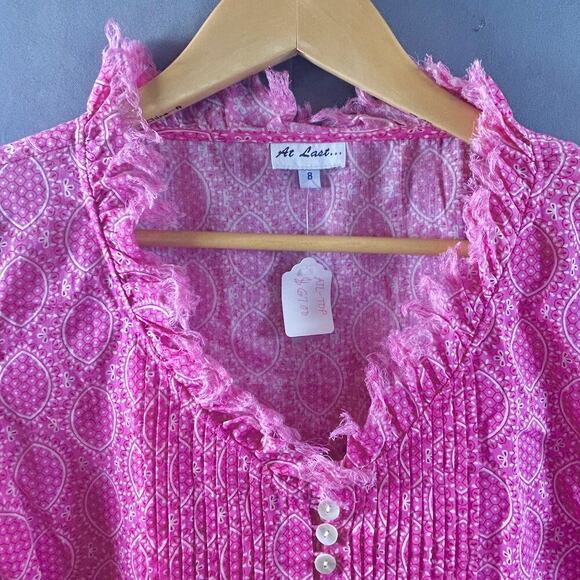 At Last Boho Hippie Babydoll Buttons Raw Edge Details Lagenlook NWOT Luxury 8 - Picture 5 of 12